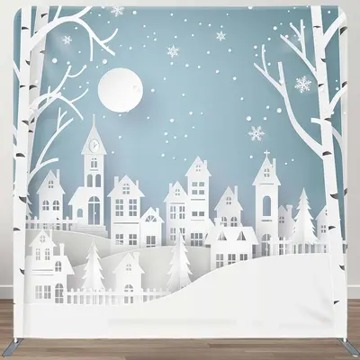 Snow Scenery White Papercut Tension Fabric Backdrop - Aperturee