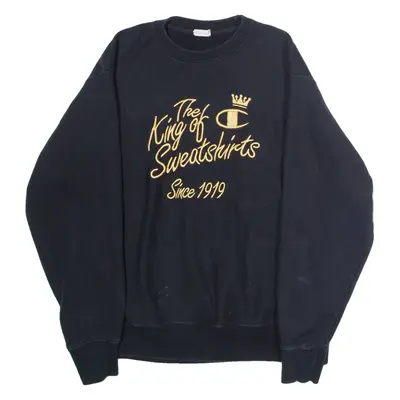 CHAMPION The KIng Of Sweatshirts Mens Sweatshirt Black Crew Neck L
