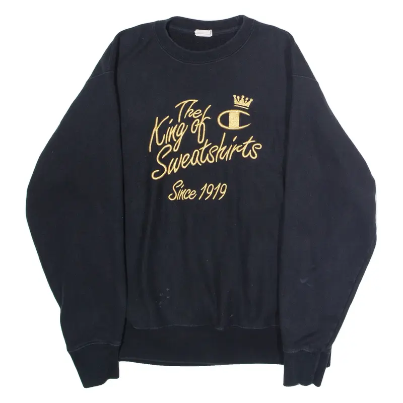 CHAMPION The KIng Of Sweatshirts Mens Sweatshirt Black Crew Neck L