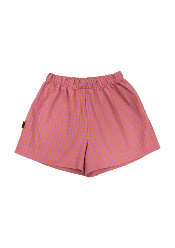 Women checked shorts - Orange/Lilac | Size: XS