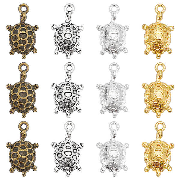 80Pcs 4 Colors Tibetan Style Alloy Pendants