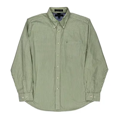 Tommy Hilfiger Striped Shirt - Large Green Cotton