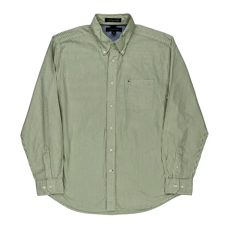 Tommy Hilfiger Striped Shirt - Large Green Cotton