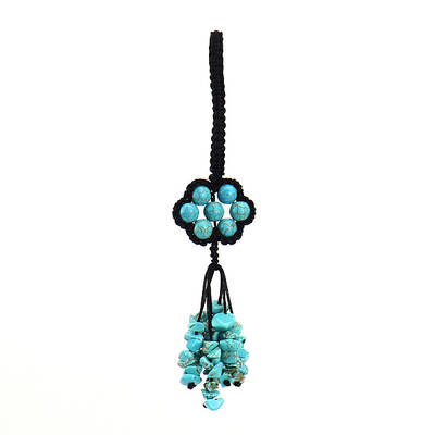 Flower Synthetic Turquoise Gemstone Braided Thread Pendant Decorations