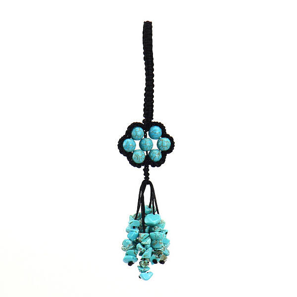 Flower Synthetic Turquoise Gemstone Braided Thread Pendant Decorations