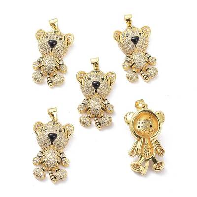 Brass Micro Pave Clear Cubic Zirconia Pendants