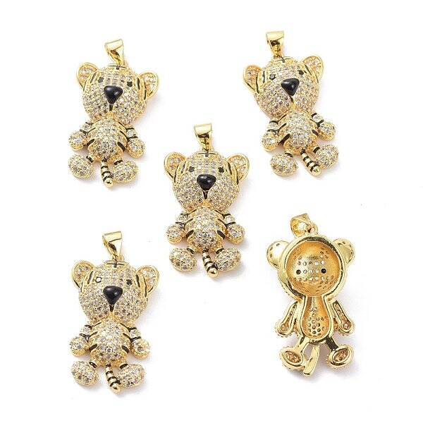 Brass Micro Pave Clear Cubic Zirconia Pendants
