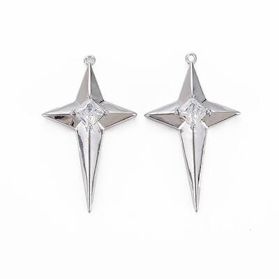 Brass Micro Pave Clear Cubic Zirconia Pendants