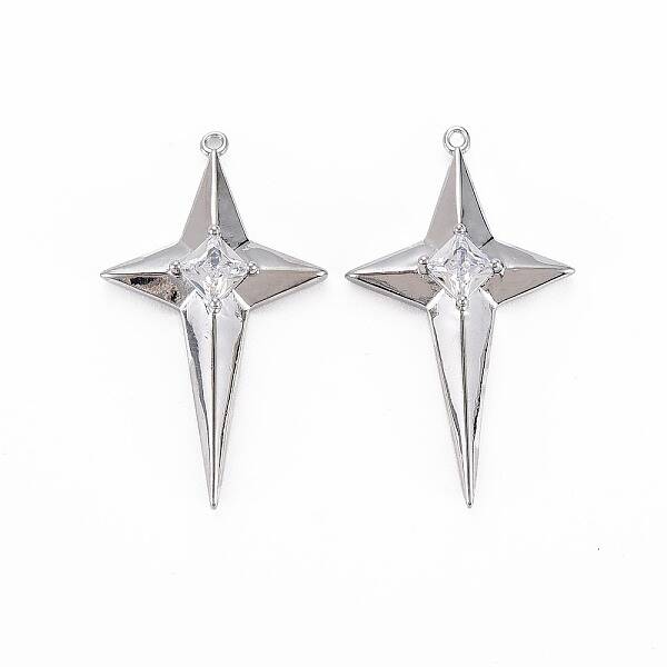 Brass Micro Pave Clear Cubic Zirconia Pendants