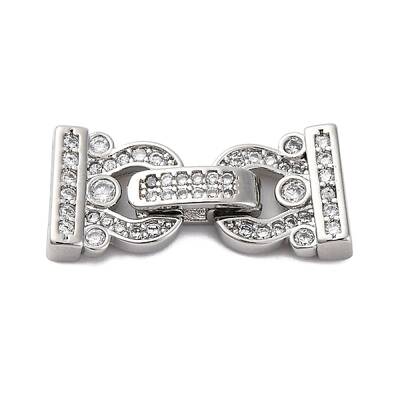 Brass Micro Pave Clear Cubic Zirconia Fold Over Clasps