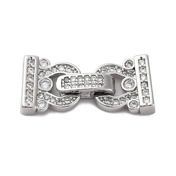Brass Micro Pave Clear Cubic Zirconia Fold Over Clasps