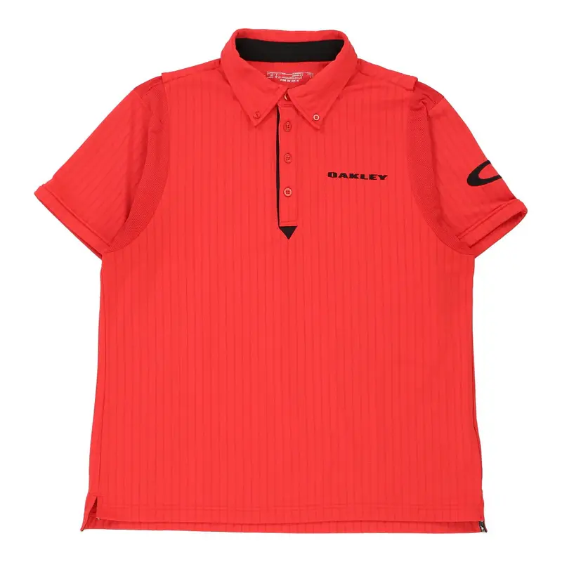 Oakley Spellout Polo Shirt - Large Red Polyester