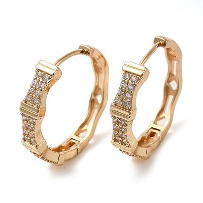 Brass Micro Pave Cubic Zirconia Hoop Earrings