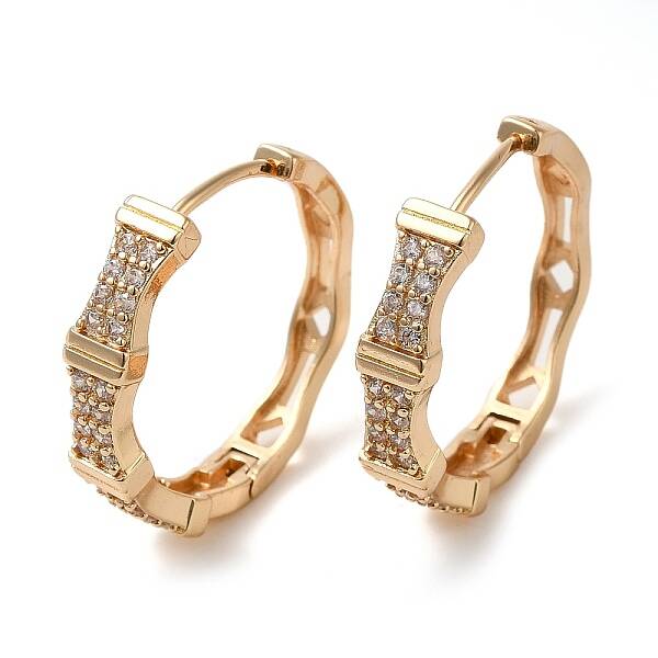 Brass Micro Pave Cubic Zirconia Hoop Earrings