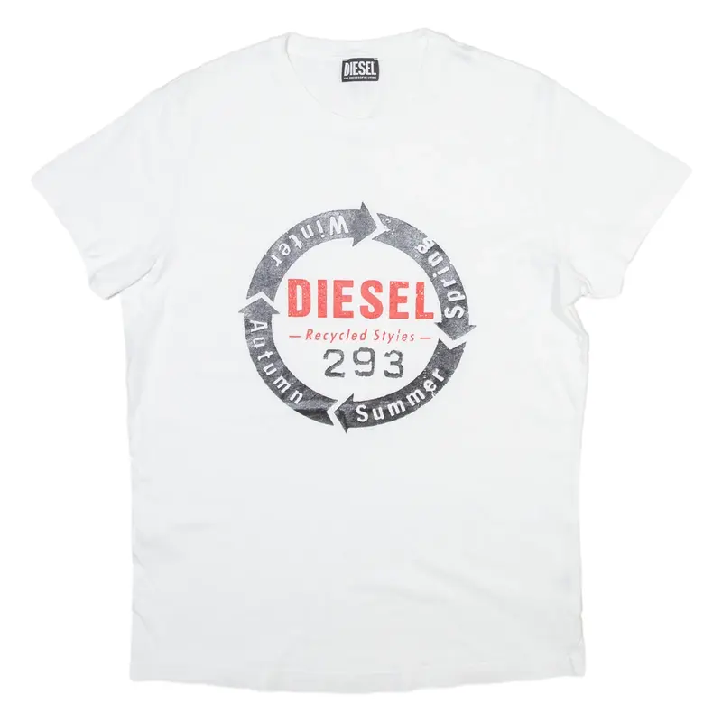 DIESEL Mens T-Shirt White Crew Neck M
