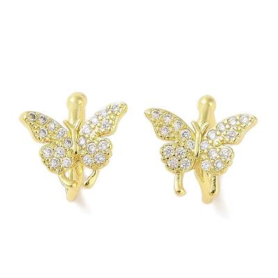 Brass Micro Pave Clear Cubic Zirconia Cuff Earrings for Women