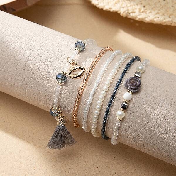 Bohemian Glass Beaded Stretch Bracelet Sets