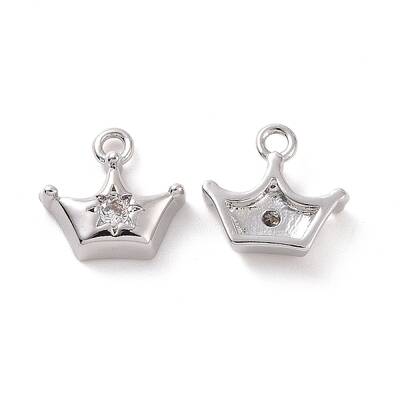 Brass Micro Pave Clear Cubic Zirconia Charms