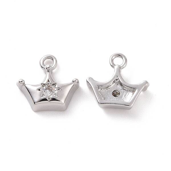Brass Micro Pave Clear Cubic Zirconia Charms