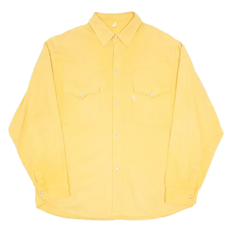 INFORM Mens Plain Shirt Yellow Long Sleeve 2XL