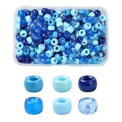 480Pcs 6 Colors Opaque & Transparent Plastic Beads