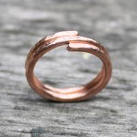 Hand Hammered and Textured Copper Two Loop Ring - Unisex Design with Unique Textured Finish, Lightweight Simple Everyday Acce...