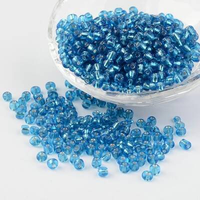 6/0 Round Silver Lined Round Hole Glass Seed Beads