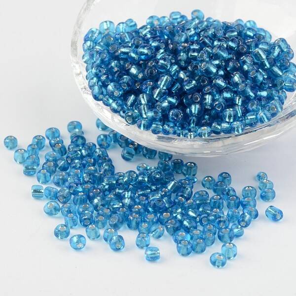 6/0 Round Silver Lined Round Hole Glass Seed Beads