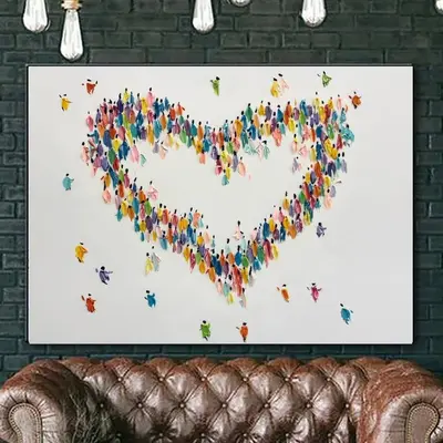 Extra Large Heart Paintings On Canvas Abstract Oil Painting Colorful Romantic Wall Art Modern Impasto Painting | LOVE ESSENCE