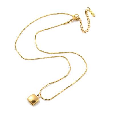 Synthetic Shell Square Pendant Necklace