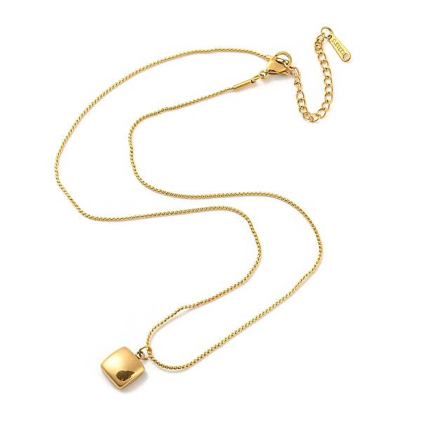 Synthetic Shell Square Pendant Necklace