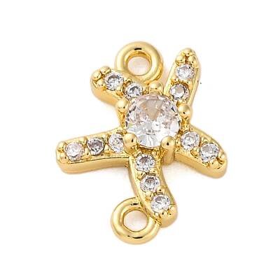 Brass Clear Cubic Zirconia Connector Charms/Links