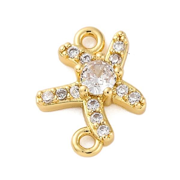 Brass Clear Cubic Zirconia Connector Charms/Links
