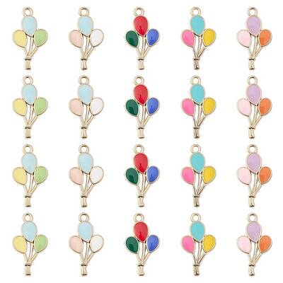 20Pcs 5 Colors Alloy Enamel Pendants