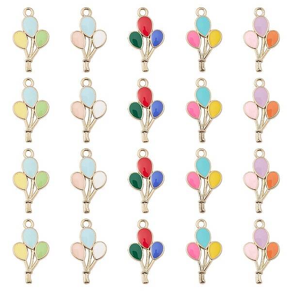 20Pcs 5 Colors Alloy Enamel Pendants