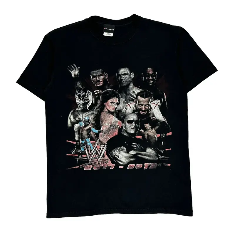 Wwe Champion Graphic T-Shirt - Medium Black Cotton
