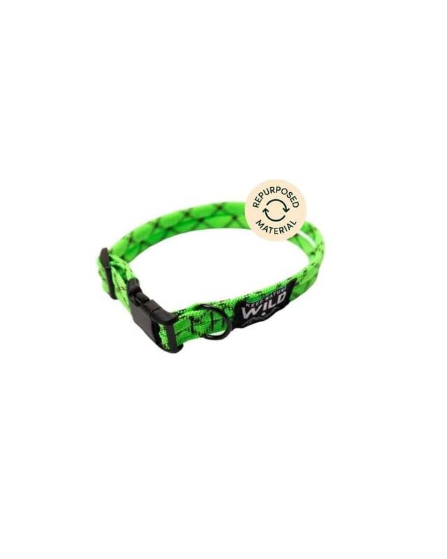 Recycled Climbing Rope Dog Collar | Size: Medium | Color: Electric Green