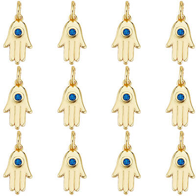 14Pcs Brass Micro Pave Cubic Zirconia Charms