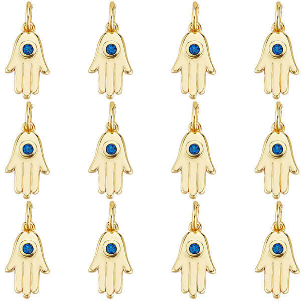 14Pcs Brass Micro Pave Cubic Zirconia Charms