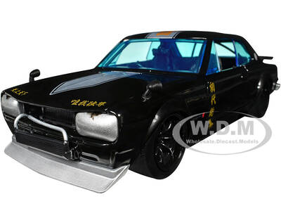 1971 Nissan Skyline GT-R RHD (Right Hand Drive) Black with Silver Stripe and Mikey Diecast Figure Tokyo Revengers (2021) TV...