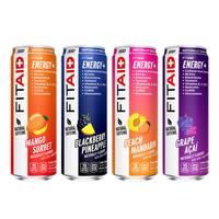 FITAID Clean Energy Drink, 200mg Natural Caffeine from Green Tea, 15 Calories, Variety Pack, BCAAs, Quercetin, Electrolytes, ...