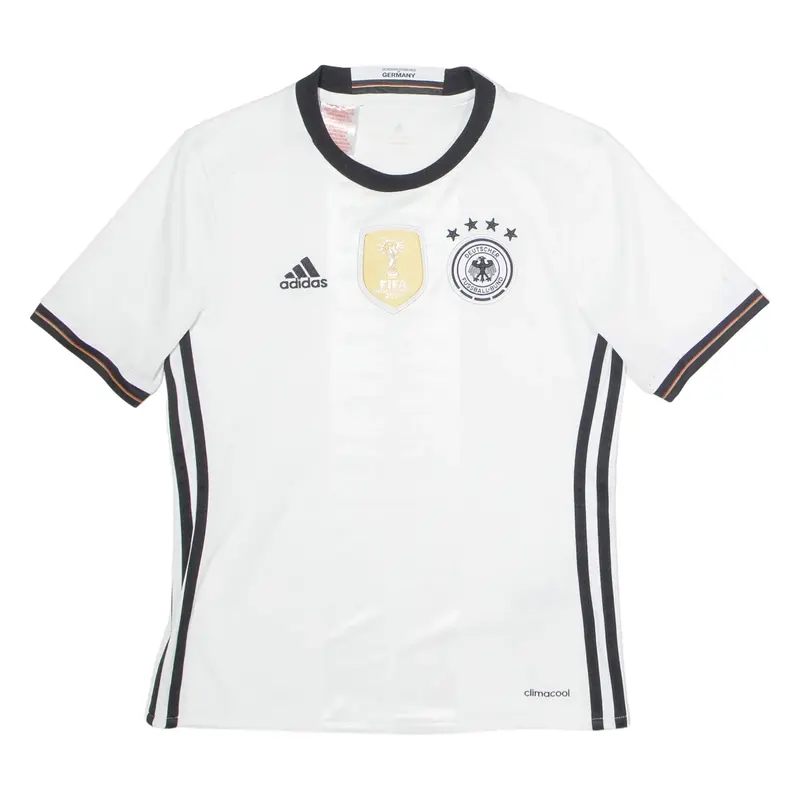 ADIDAS 2016 Germany Home Boys Football Shirt Jersey White Crew Neck 11-12Y
