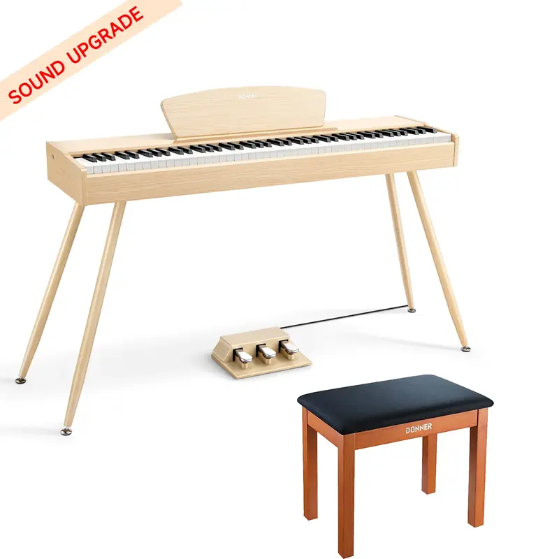 Donner DDP-80 Wooden Digital Piano - Light Oak Sound Upgrade / Piano+Wooden Bench