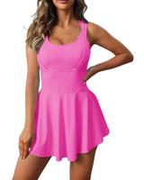 FISOEW Sleeveless 2-in-1 Athletic Tennis Golf Dress Underneath Workout Active Dresses with Built-in Shorts Activewear summer ...