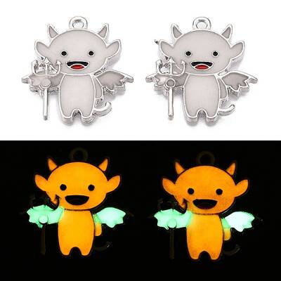 Halloween Theme Rack Plating Luminous Alloy Enamel Pendants