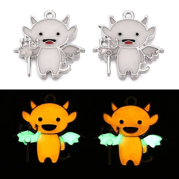 Halloween Theme Rack Plating Luminous Alloy Enamel Pendants
