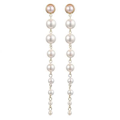 Shell Pearl Tassel Stud Earrings for Women