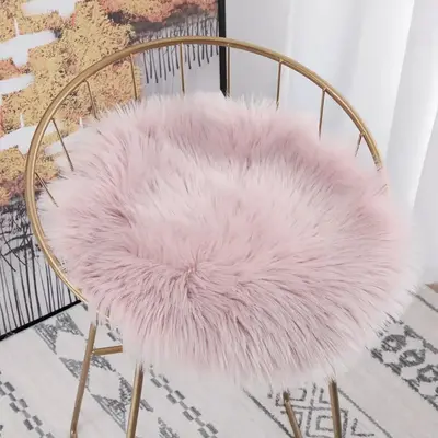 Soft fluffy seat cushion, modern pink plush round chair blanket photo decorative chair cushion, chair plush cushion children'...