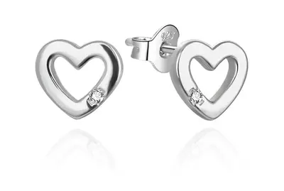 Agato Delicate silver earrings hearts AGUP3461