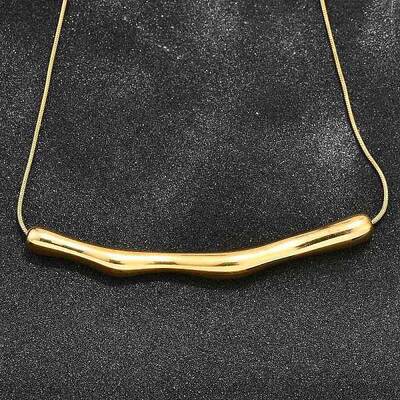 Ion Plating(IP) 304 Stainless Steel Round Snake Chain Textured Bar Pendant Necklaces for Women